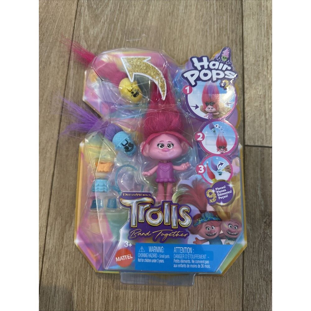 Trolls Band Together Poppy Small Doll Figure & Hair Pops 9 Pieces Dreamworks NEW